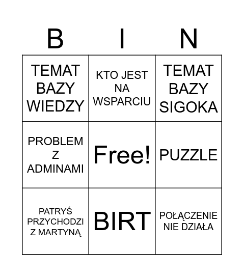 DAILY Bingo Card