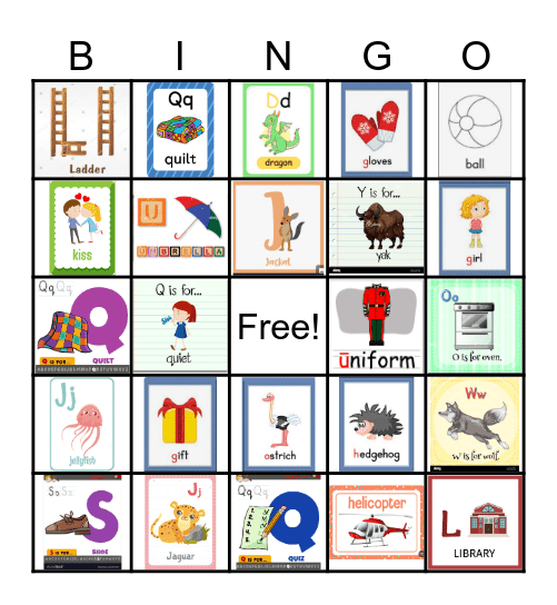 Vocabulary Bingo A to Z 5 grid Bingo Card