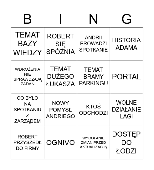 DAILY Bingo Card