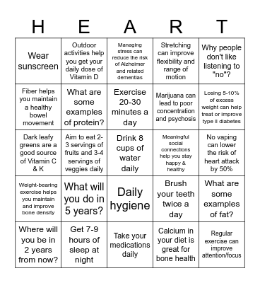 HEART Bingo Card