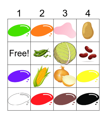 Vegetables and Colors Bingo Card