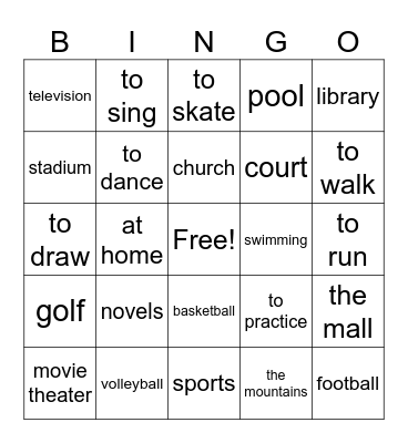Tiempo Libre Bingo Card