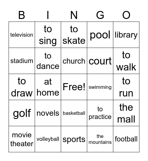 Tiempo Libre Bingo Card