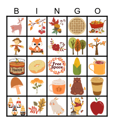 Fall Items Bingo Card