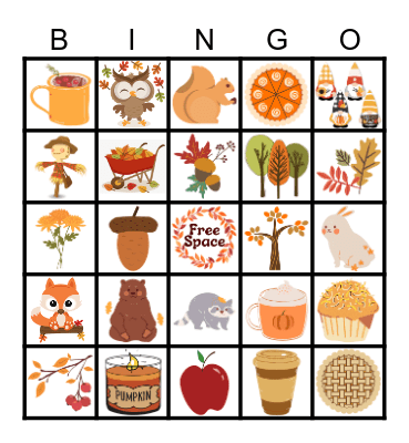 Fall Items Bingo Card