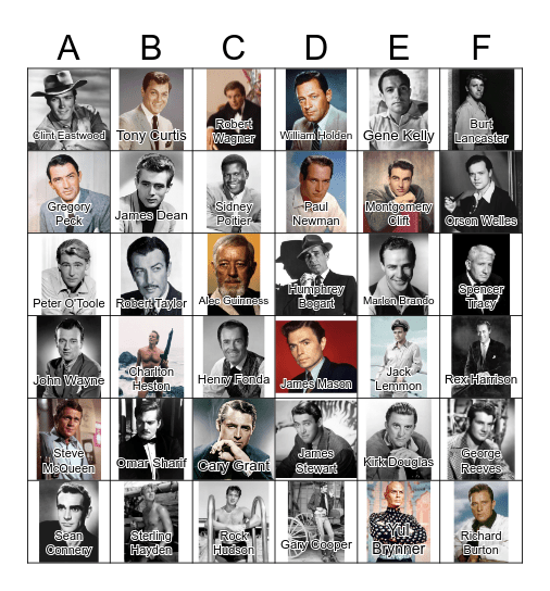 Famous Men of the 50s and 60s Bingo Card