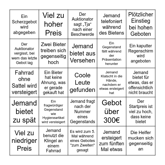 Fundsachen-Bingo Card