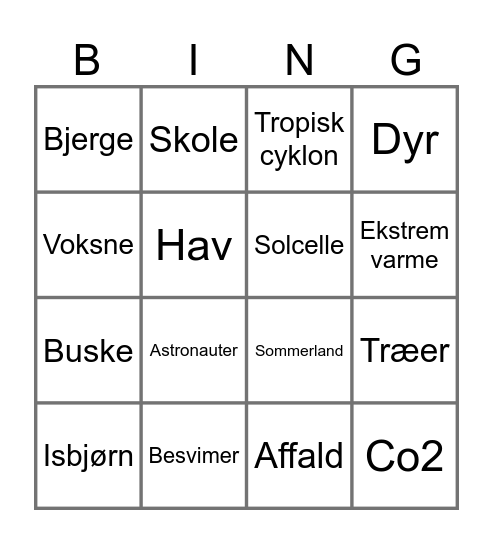Klimafortællinger fra verden - bankoplade Bingo Card