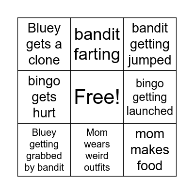 Bluey Bingo Card