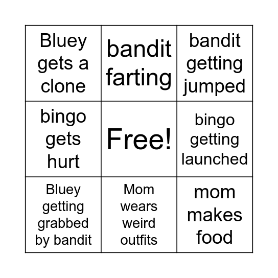 Bluey Bingo Card