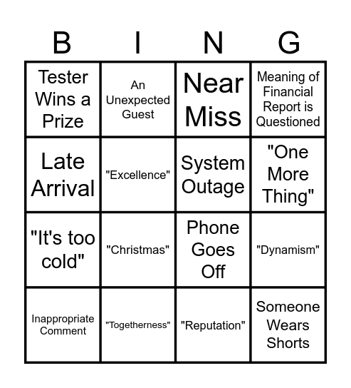 Development Bingo Card