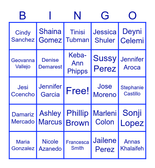 Fun Facts Bingo Card