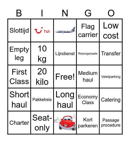 Vliegreizen Bingo Card