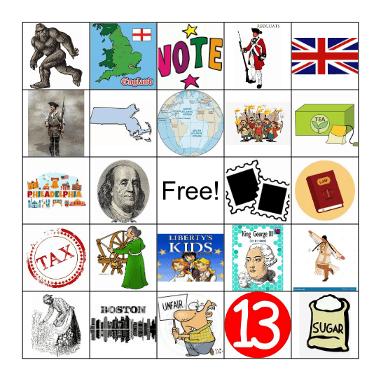 Road to Revolution Bingo Card