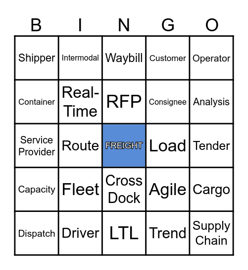 Freight Bingo Card