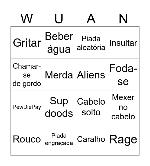 Wuant Bingo Card