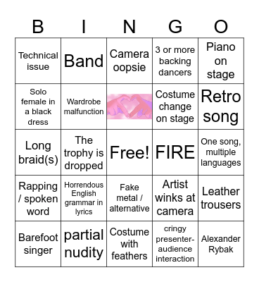 Eurovision NF Bingo Card