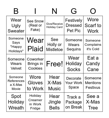 Office Bingo - Holiday Edition Bingo Card