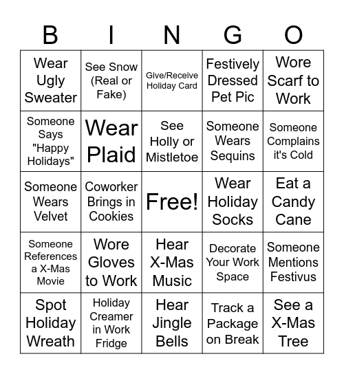 Office Bingo - Holiday Edition Bingo Card