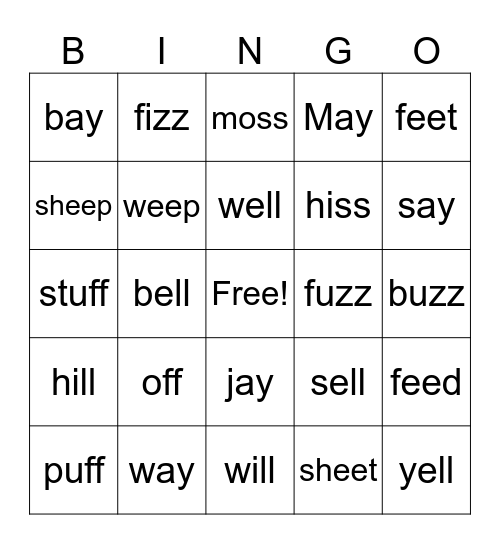 ee, ay, fszl Bingo Card