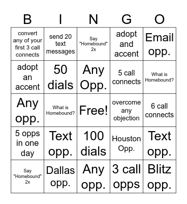 LotAcq Sales BINGO Card