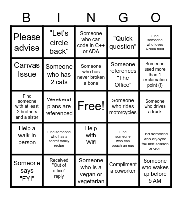 Lingo Bingo Card