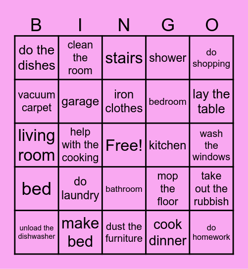 dom i obowiązki Bingo Card