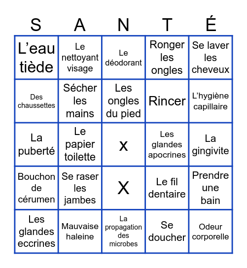 SANTÉ Bingo Card