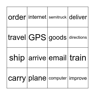 Unit 13 Vocabulary Bingo Card