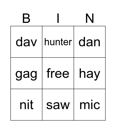 team Bingo Card