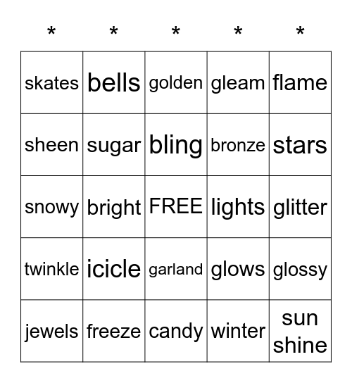 SPARKLE   BINGO Card
