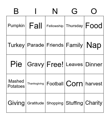 Groundswell Thanksgiving Bingo Card