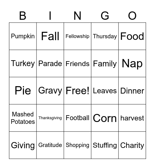 Groundswell Thanksgiving Bingo Card