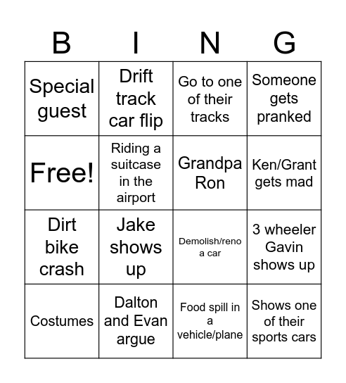 Cboys new video bingo card Bingo Card