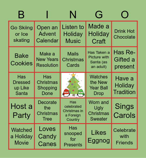 Holiday Bingo! Bingo Card