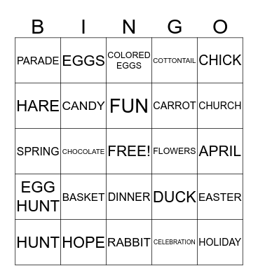 EASTER  Bingo Card