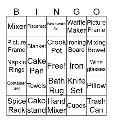 M & M Wedding Bingo Card