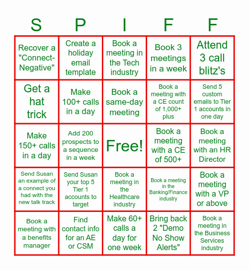 25 Days of Spiff Bingo Card