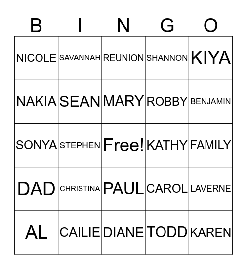 BINGO GAME 2 Bingo Card