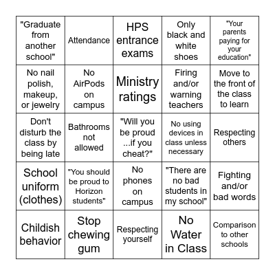 Ms. Amal Lecture Bingo Card