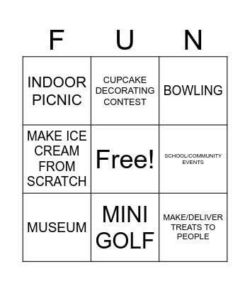 Fun Dates Bingo! Bingo Card