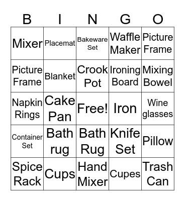 M & M Wedding Bingo Card
