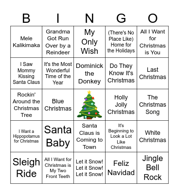 Christmas Music Bingo Card