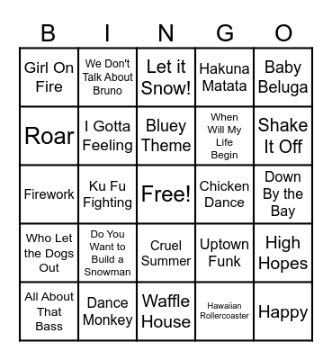 Snow Bingo Card