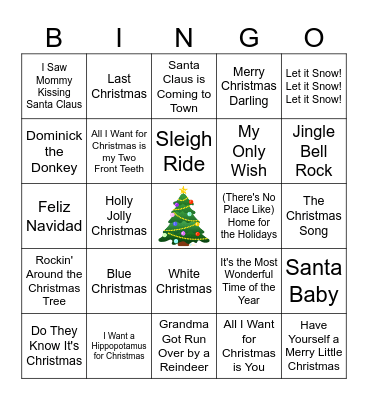 Christmas Music Bingo Card