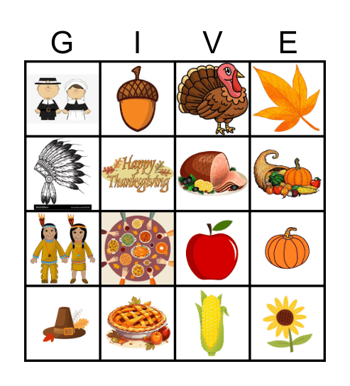 Thanksgiving BINGO Card