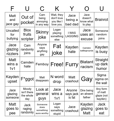 Friend group bingo probably. Bingo Card