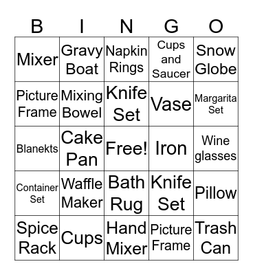 M & M Wedding Bingo Card