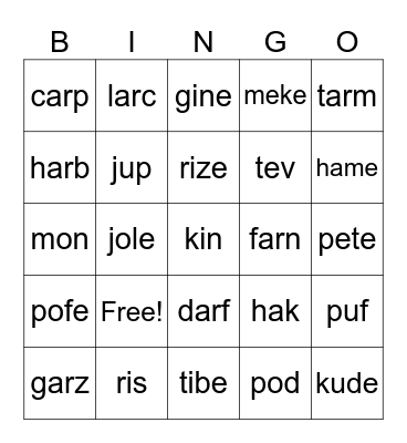 2.2 Bingo Card