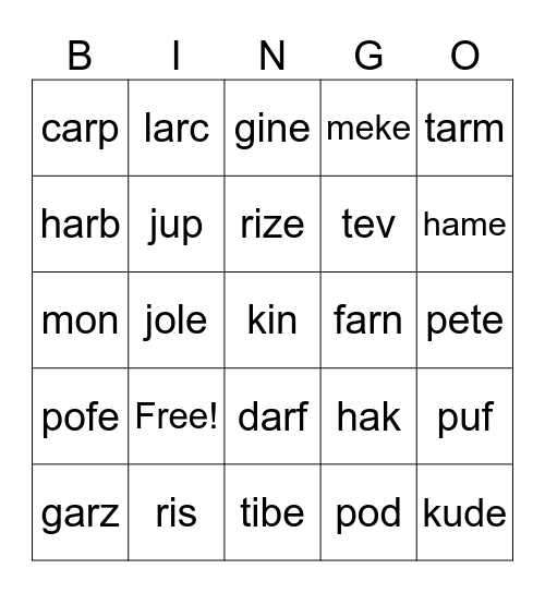 2.2 Bingo Card